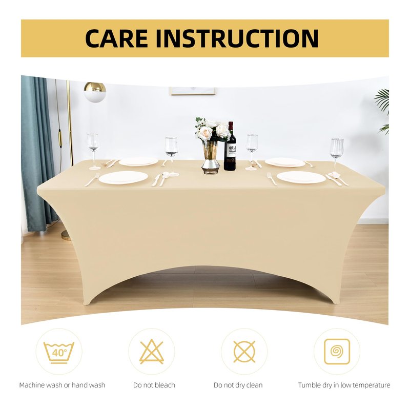 ZarzaaSik 2-Pack 4ft Spandex Table Covers for Rectangular Folding Tables - Wrinkle Resistant Stretch Tight Table Cloths - Ultimate Fitted Table Protector for Parties, Banquet, and Wedding