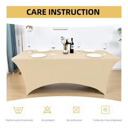 ZarzaaSik 10-Pack 4ft Spandex Table Covers for Rectangular Folding Tables - Wrinkle Resistant Stretch Tight Table Cloths - Fitted Table Protector for Parties, Trade Shows, Banquet, and Wedding