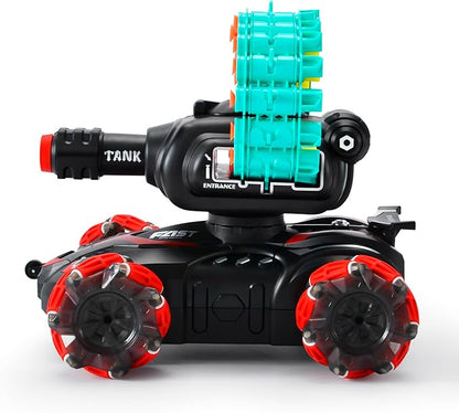 BOKSYUR Rc Car Shoot SoftBulletFits for NerfRc Tank That ShootsBattle ANK with Remote Control Tank That Shoots Foam Darts-Stunts16Foam Darts- Birthday Presents ForKids 7 8 9 10 11 Year Old（red2.0