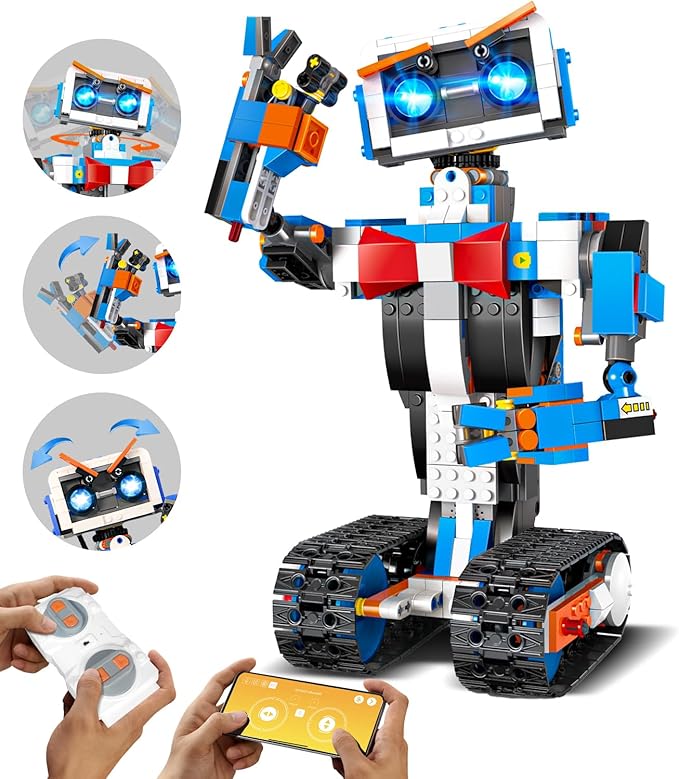 aukfa STEM Robot Toys Building Kits Building Toys for Boys Age 8-12 App &amp Remote Control Blocks Engineering Science Learning Educational Coding DIY Stem Projects Robot Gifts for Boys &amp Girls