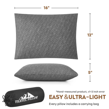 PEUJEW Small Shredded Memory Foam Pillow, Camping Pillow Travel Pillow - Compressible Medium Firm, Breathable Cover, Ideal Backpacking Hiking, Airplane and Car