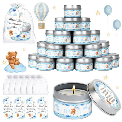 50Set Baby Shower Candle Party Favors Bear Lavender Scented Candles Bulk Favors for Guests Girl Boy Baby Shower Gender Reveal Party Gifts (Blue Bear)