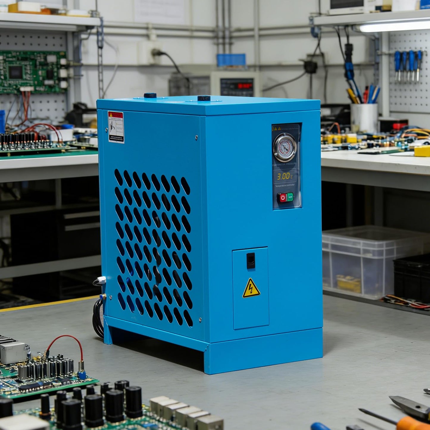 HPDAVV Industrial Heavy Duty Refrigerated Air Dryer, 105 CFM, 0.885 KW, 220V for 30HP Rotary Screw Compressors, R134a Cooling System, Removes Moisture, Oil, Dust for Workshops, Factories, CNC