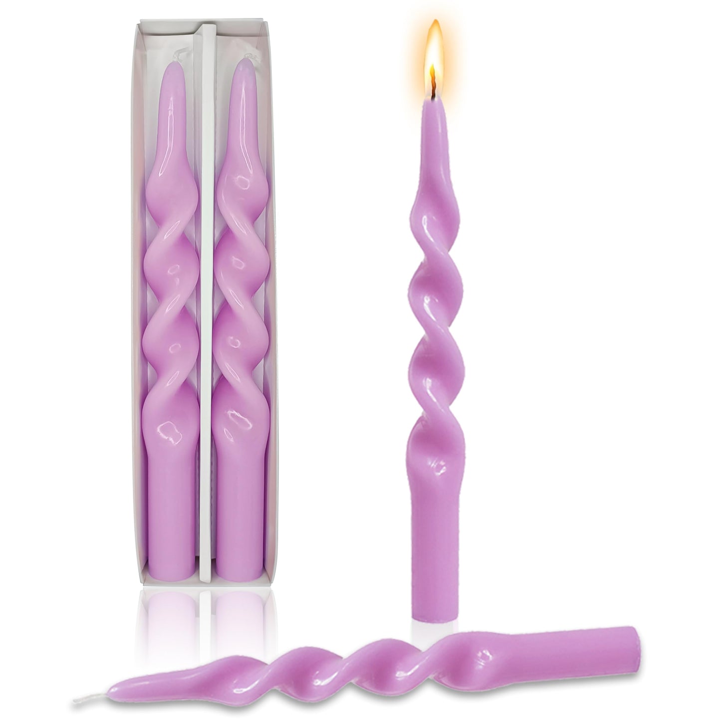 10 Inch Taper Candles Candle Sticks Unscented Handmade 2 Pack Smokeless Long Time Twisted Candlesticks for Wedding Decoration Yoga(Purple)