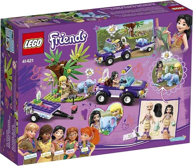 LEGO Friends Baby Elephant Jungle Rescue 41421 Adventure Building Kit Animal Rescue Playset That Comes with a Toy Truck and Trailer Plus Friends Emma and Stephanie (203 Pieces)