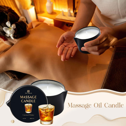 6 Pack Massage Oil Candles 2.35 oz Low Temp Soy Massage Candles 6 Scent Spa Therapy Body Oil Home Valentine's Day Gift for Relaxation, Couples, or Self-Care