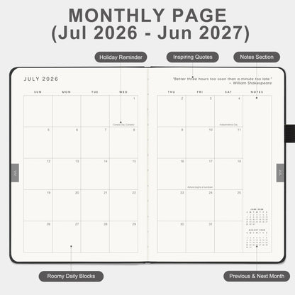 And Per Se Academic Planner 2026-2027 – Weekly & Monthly Planner, July 2026 to June 2027, A5 Leather Hardcover with Inner Pocket – Student & Teacher Organizer, 5.7" x 8"(Black)