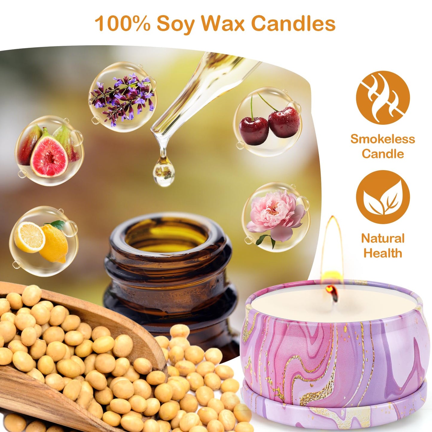 Candles Gifts for Women, 6 Pack Scented Candles for for Home Scented, Natural Soy Wax Aromatherapy Candle Gift Set for Christmas, Friends Birthday, Mothers Day, Teacher Appreciation Gifts