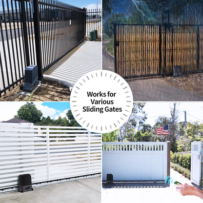 TOPENS RK990T Automatic Sliding Gate Opener Rack Drive Electric Gate Motor for Heavy Driveway Slide Gates Up to 2200 Pounds, Security Gate Operator AC Powered with Nylon Gear Rack and Remote Control