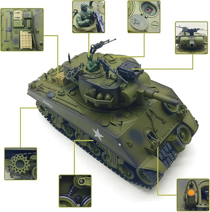 fisca Remote Control Tank 2.4Ghz 15 Channel 1/20 Sherman M4A3 Main Battle RC Tank that Shoot BBS Airsoft for Kids Age 10 11 12-16 Year Old