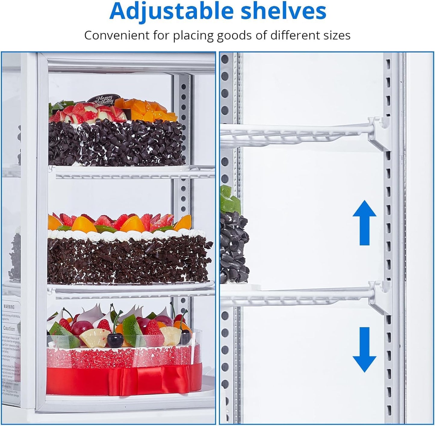 Litake Commercial Refrigerator Display Case, 2.1 Cu.FT Display Fridge Single-Door Pastry Display Case with Interior LED Lighting, Double-Layered Glass Commercial Countertop Bakery Display Refrigerator