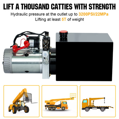 DC HOUSE Hydraulic Power Unit 15 Quart Double Acting Hydraulic Pump DC 12V Power Unit Metal Reservoir for Dump Trailer Car Lifting