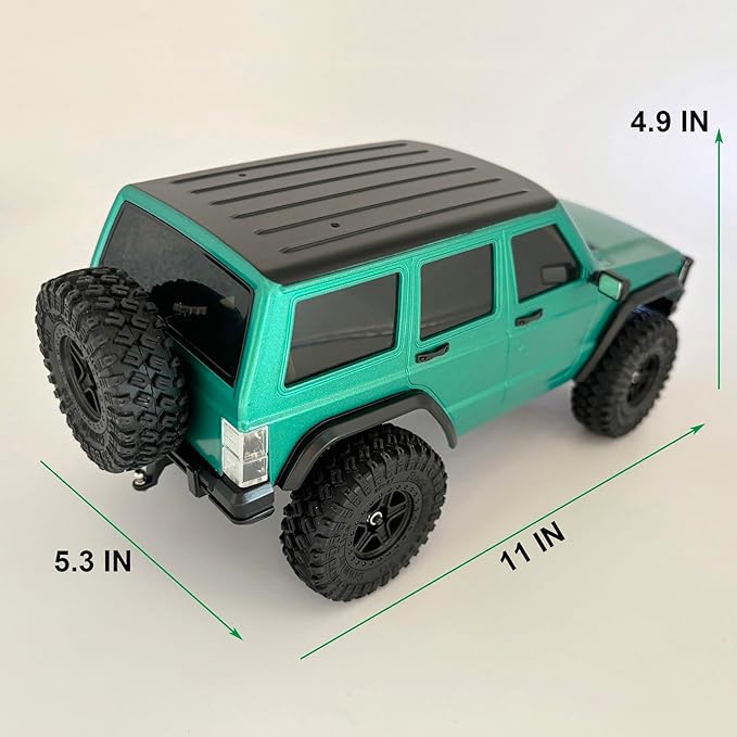 RC Rock Crawler 4x4 RC Jeep Truck 1/18 Scale Remote Control Crawler All Terrain 370 Motor Proportional Throttle Steering Upgraded Chassis 3 Speeds Lighting System‌ Hobby Model for Adult