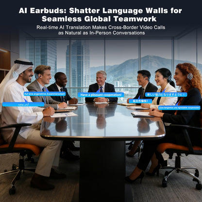 poodays AI Translation Earbuds Real Time, 164 Languages Translator Earbuds, Wireless Translating Ear Buds, Bluetooth Headphones for Travel Business Meeting Learning (Black)