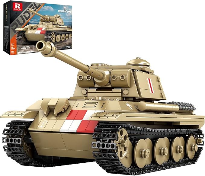 Reobrix Pudel Tank Building Block Set for Adult WW2 Military German Tank Model Set 77034 World of Tanks Authorized Products MilitaryToys Building Set for Military Fans Boys Kids Age 14+ (969PCS)