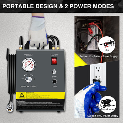 YSTOOL Electric Pulse Brake Bleeder Machine Kit with 110V AC and 12V DC Dual Purpose Clutch Bleeding Unit Master Cylinder Adapter Kit Waste Oil Bottles