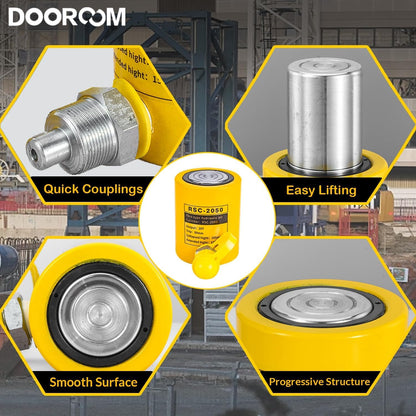 DOOROOM 20 Ton Hydraulic Cylinder Jack, 2' Stroke Hydraulic Ram, Porta Power Ram Automatic Retracting Jack with CP-180, Yellow