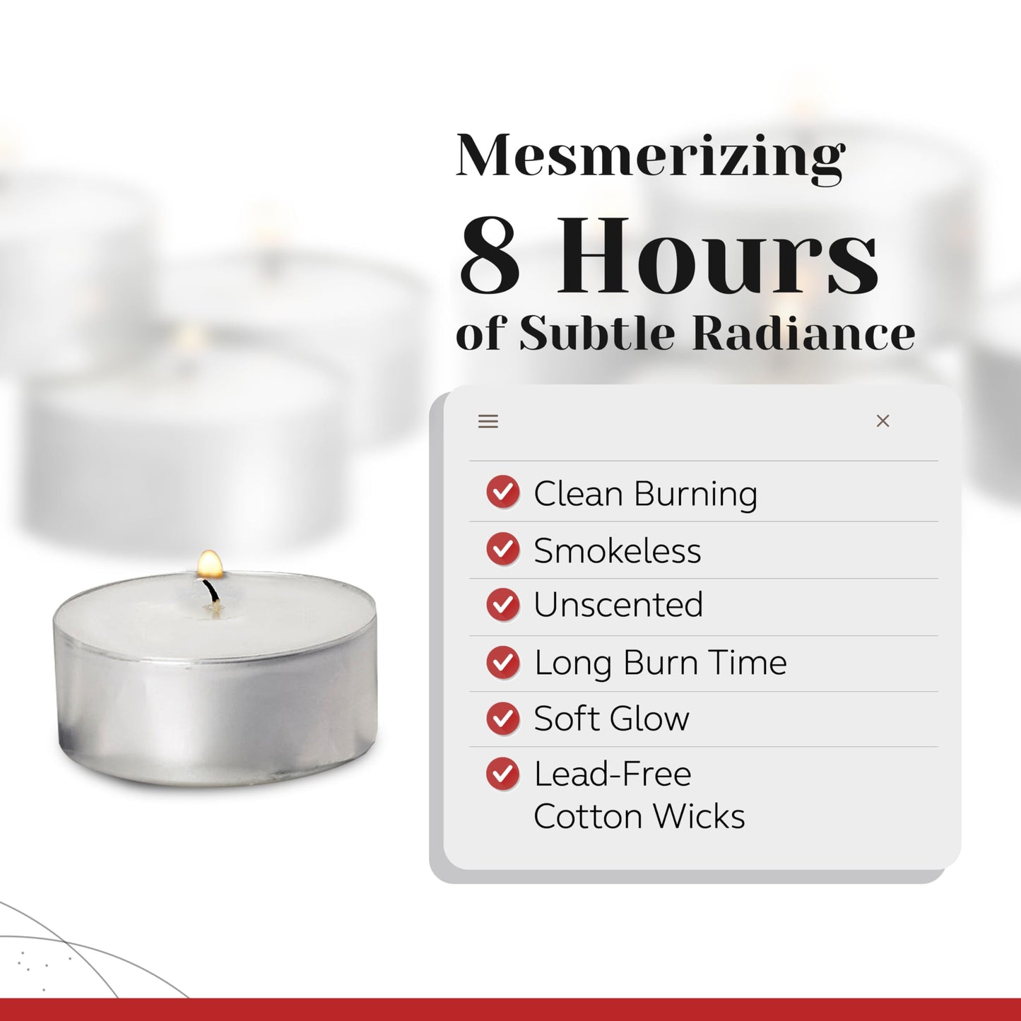 Tealight Candles in Metal Cups - Clean White Unscented with 8 Hour Long-Burning Time, Bulk Votives for Romantic Dinners, Weddings, Spas & Hotels by PARNOO (75 Count, Classic)