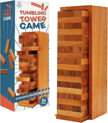 BSIRI Wooden Tumbling Tower Family Game for Senior and Adult and Classic Stacking Party Block for Challenging Your Skills Wood Stack Towers Wooden Board Seniors Games for Adults