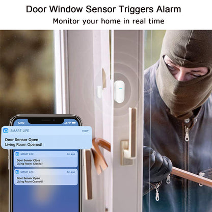Tuya WiFi Door Sensor: Wireless Security Alarm, Compatible with Alexa, Google Home, Siri - Smart Door Sensor for Home Business Security (1 Pack)
