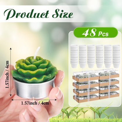 Shihanee 48 Pcs Bulk Succulent Candles Decorative Cactus Tealight Candles Handmade Mini Terracotta Clay Holders House Warming Wedding Baby Shower Spa Mexican Coworkers Teacher Birthday Gifts(White)