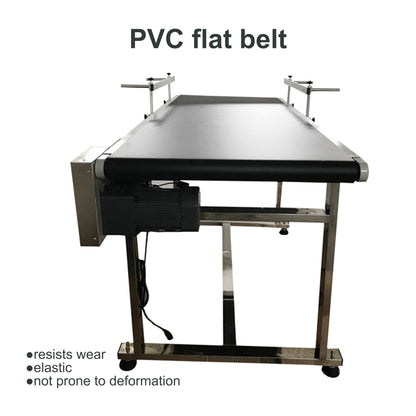 BREVELTION PVC Flat Belt Conveyor Stainless Steel Industrial Transport Conveyor Adjustable Speed Conveyor with Double Guardrails Conveyor Length 59inch Width 23.6inch Load 44LBS 250W