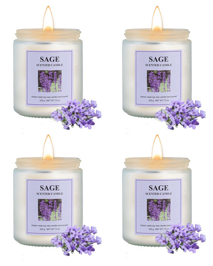 GITRANG 4 Pack Sage Candle Set, 30 oz 200 Hour Home Aromatherapy Jar Candles, Long Lasting Aromatherapy Candles for Bedrooms Yoga Rooms Lounges Gardens Patios Balconies and Camping