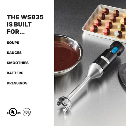 Waring Commercial Quik Stix Immersion Blender, 2-Speed, 7 in Fixed Shaft, for Professional Hand Blender for Kitchens & Restaurants, WSB35