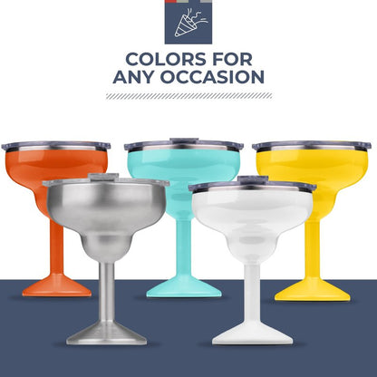 ORCA Rita | Temperature Insulated, Stainless Steel Margarita Glass, Lidded Tumbler for Cocktails, Wine & Cold Drinks — Pearl Gloss