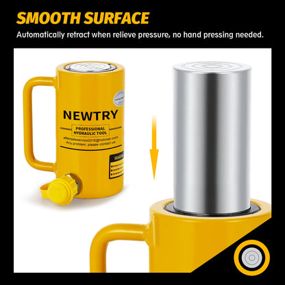 NEWTRY 50 ton Hydraulic Cylinder Long Jack 4” Stroke Porta Power Ram Jack Lifting Cylinder Retract Automatically for Shipbuilding Bridge Construction