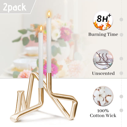 10 Inch Texture Taper Candle White Unscented Twisted Candlesticks Smokeless Handmade Long Candle Stick for Creative Gifts Holiday Dinner Decor 2 PCS