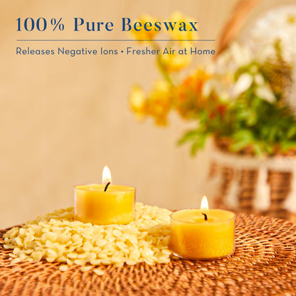 Crenovo 48 Pack Beeswax Tea Lights, 6-Hour Long Burning Tealight Candles, Ideal for Dinners Meditation Home Decor Tea Candles