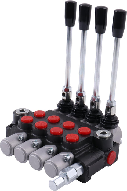 Solarhome 4 Spool Hydraulic Control Valve Open Center Double Acting 13 GPM 3600 PSI SAE Ports Compatible With Tractors Loaders Log Splitters