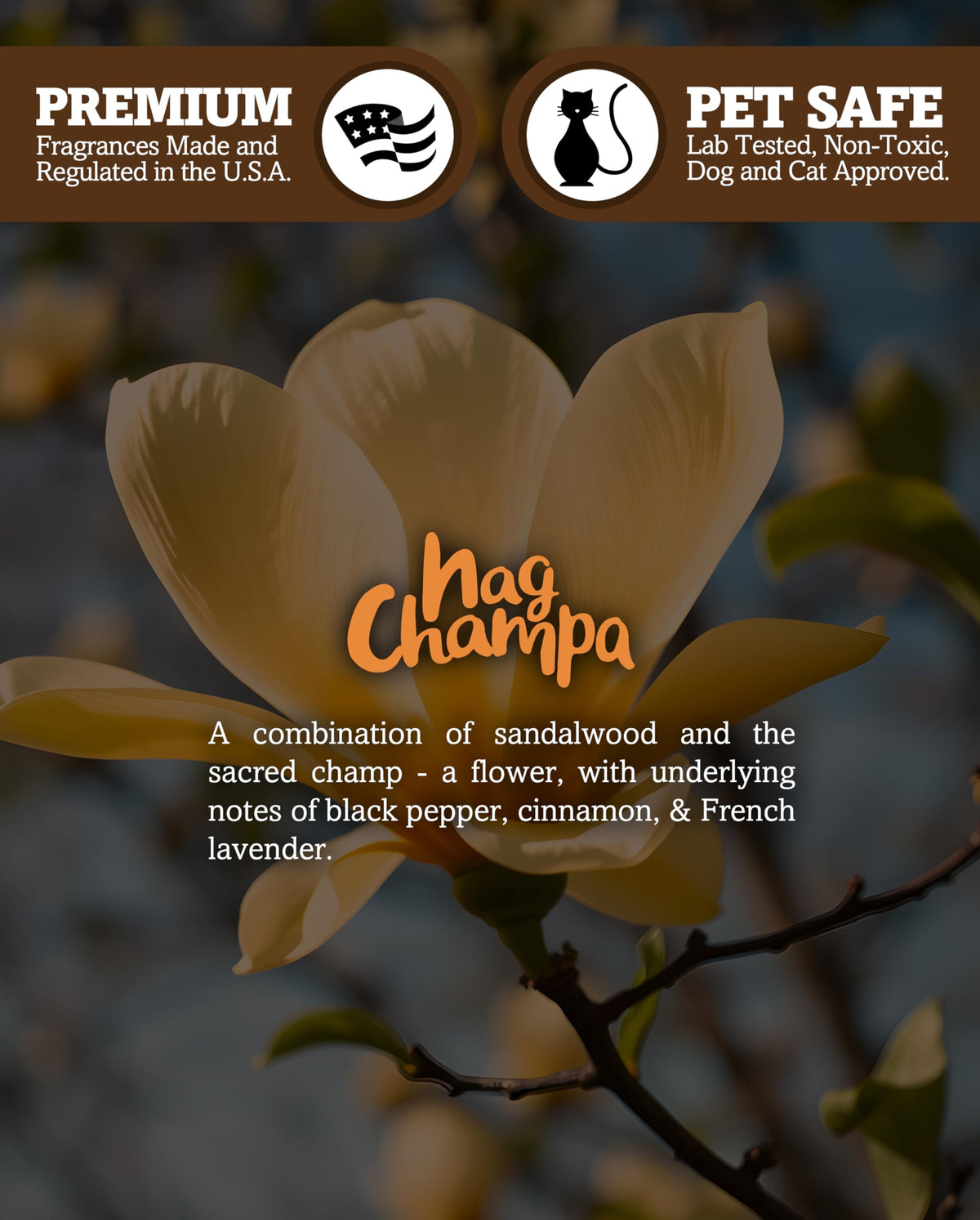 Nag Champa Scented Natural Soy Candle, Essential Fragrance Oils, 100% Soy, Phthalate & Paraben Free, Clean Burning, 9 Oz.