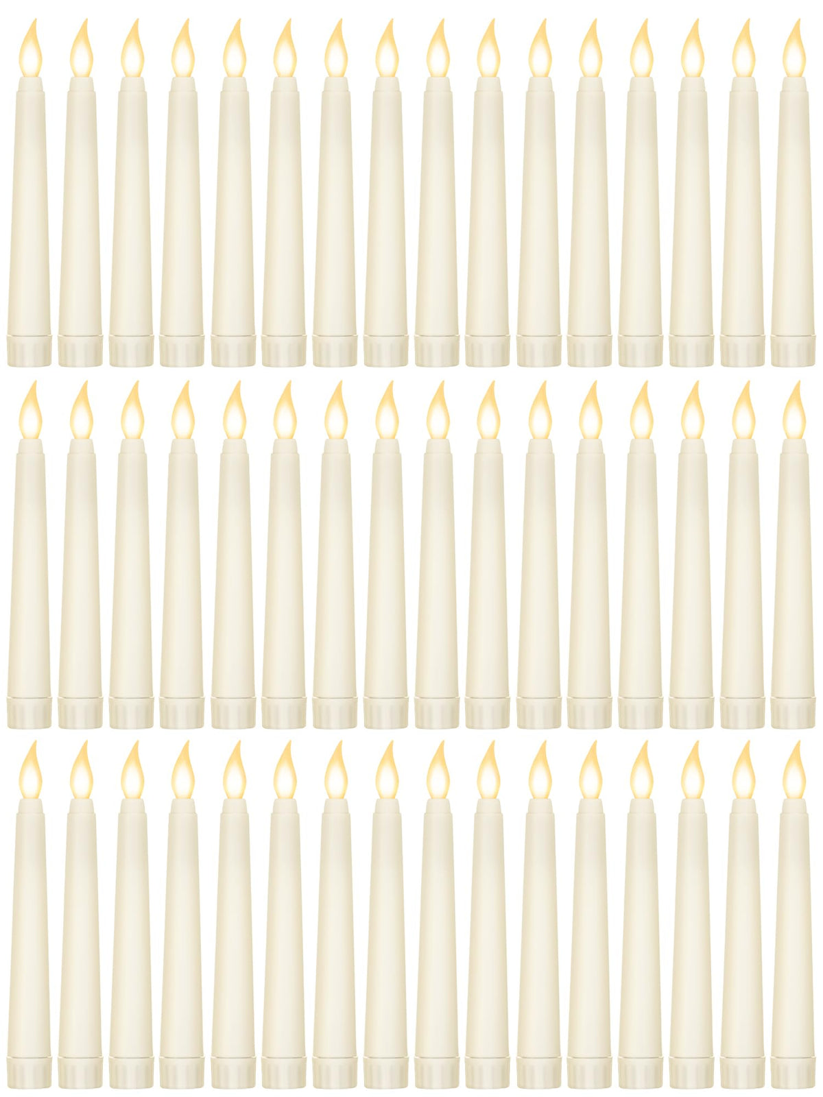 Funtery 48 Pcs Flameless LED Taper Candles Battery Operated Candles Bulk Realistic LED Candlesticks Flickering for Wedding Church Graduation Party Home Decor(Ivory,Novelty Style)