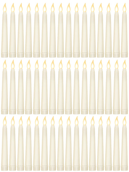 Funtery 48 Pcs Flameless LED Taper Candles Battery Operated Candles Bulk Realistic LED Candlesticks Flickering for Wedding Church Graduation Party Home Decor(Ivory,Novelty Style)
