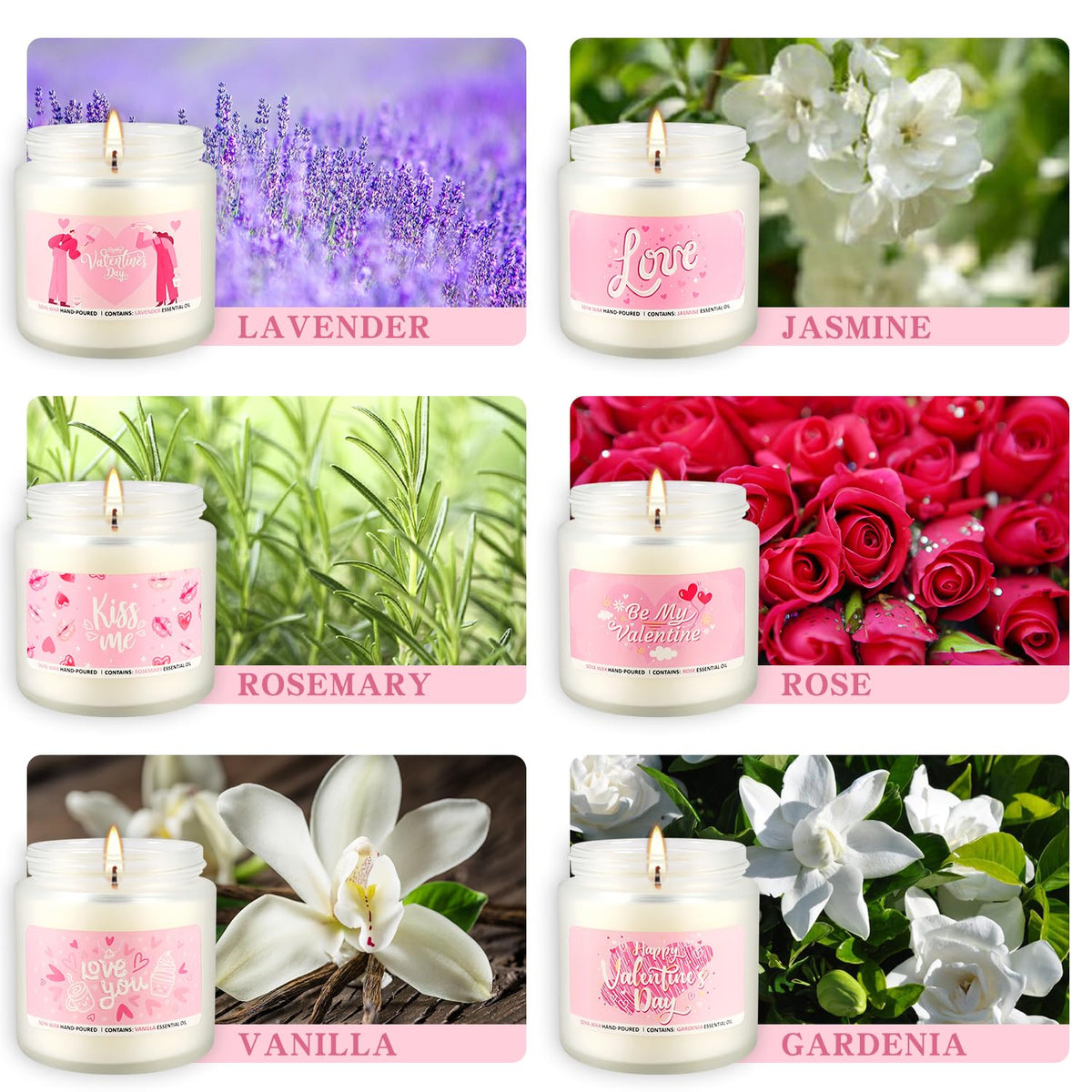 Set of 12 Valentines Scented Candles -3.5oz Romantic Candle Gifts,Wife, Girlfriend,Wedding Day,Anniversary, Long Lasting Soy Candles