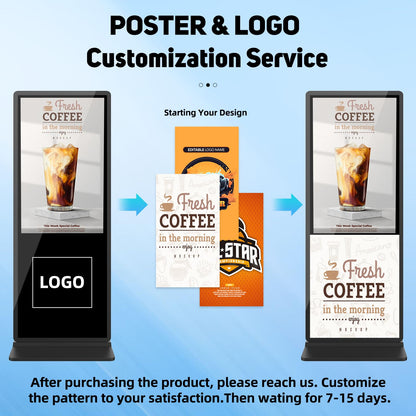 YCKJNB 55 inch Indoor Digital Signage 4K Touchscreen,CMS Software,IPS Floor Standing Digital Kiosks Interactive Displays with WiFi HDMI/USB Input Auto AD Player, Android OS Black