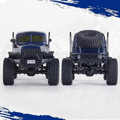 EAZYRC FMS Rochobby 1/10 Atlas Ready Set RC Crawler RC Truck 4X4 with Lighting 2.4GHz RadioBall Bearing Metal-Gear Full4 Link SuspensionRapid Separation Car Body for Adult (Blue)