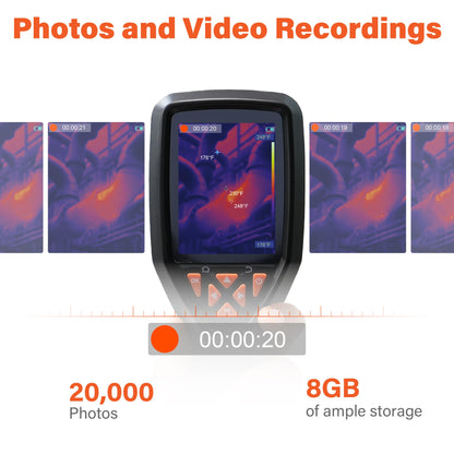 ANXTECH Handheld Thermal Imaging Camera 320×240 Super Resolution, 25HZ Refresh Rate, High/Low Temp Alarm, 8H Battery Life for Water Leak Detection, Hidden Moisture and Home Inspection