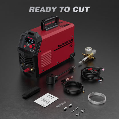 ARCCAPTAIN 55A Plasma Cutter, Large LED Display, Non-Touch Pilot ARC Plasma Cutting Machine, 120/240V Dual Voltage IGBT Inverter, 1/2" Clean Cut, Post Flow, 2T/4T, for Beginners DIY