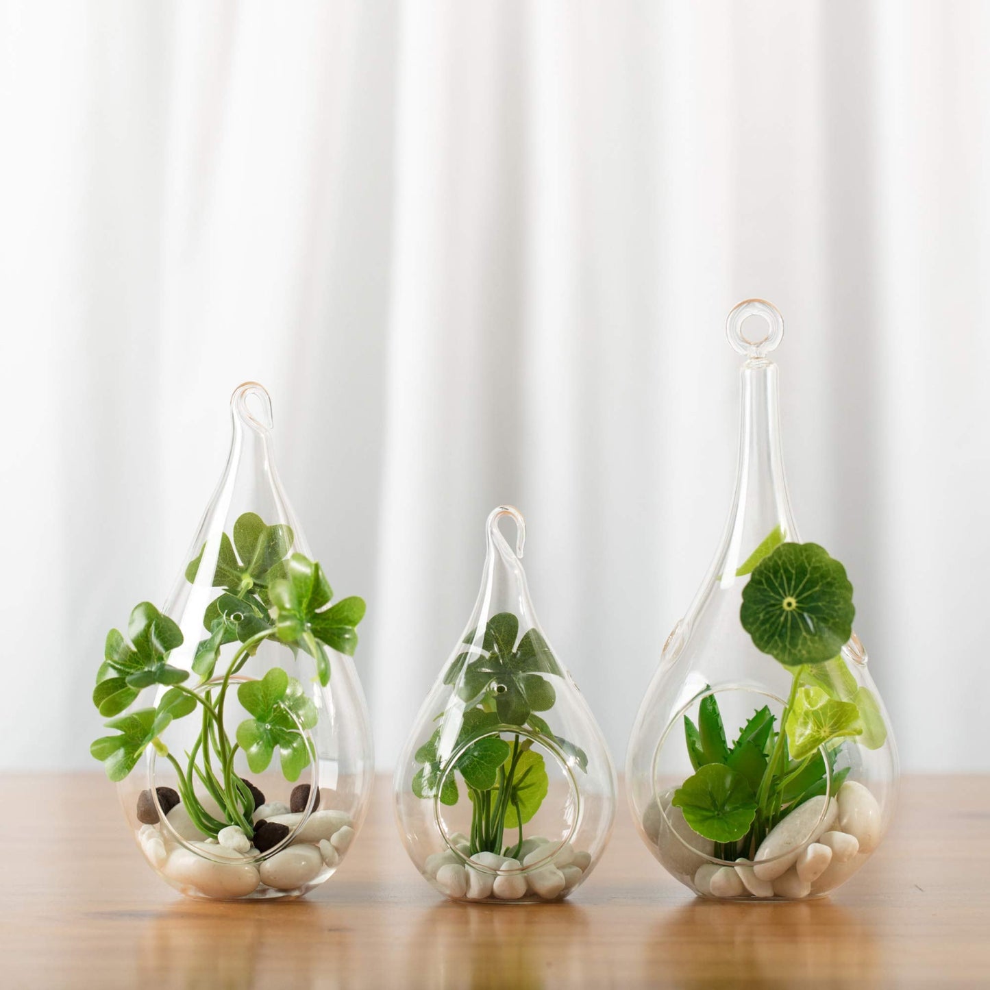 WGV Glass Hanging Plant Terrarium, Width 4", Height 9.25", Teardrop DIY Air Succulent Planter Clear Tea Light Votive Candle Holder, Wedding Event Office Home Outdoor Decor, 1 Piece