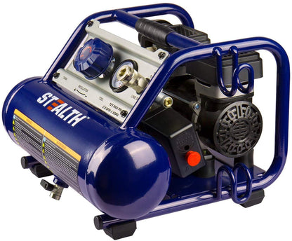 STEALTH Air Compressor 1 Gallon, 1/2HP Max 125 PSI, Induction Motor, 0.8 CFM@90PSI, 1.3 CFM@40PSI, Oil-Free Maintenance Free Light Weight Electric Air Tools for Drilling, Nailing, Grinding, SAUQ-1105