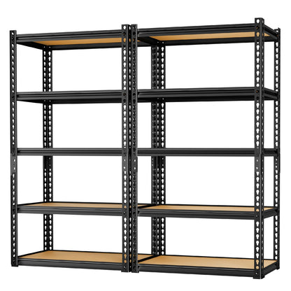 LEVELEVE 5-Tier Storage Shelving Unit, Metal, for Garage, Kitchen, Laundry Room, Adjustable, 30" L x 12" W x 60" H, Rectangular, 2 Pack
