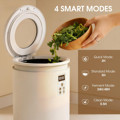 4.5L Electric Composter for Kitchen, Countertop Compost Bin with 820g Activated Carbon Filter, 4 Smart Modes, Odorless & Quiet Smart Compost Bin Kitchen, Turn Scraps to Pre-Compost