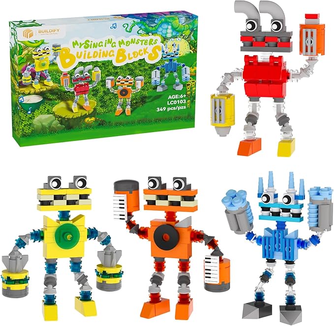 Sing Music Monsters Building Set 4 in 1 Wubbox/Epic Wubboox/Rare Wubbox/IceLizard Action Figure Toy Music Game Display &amp Interactive Collectible Great Gift for Fans Boys and Girls 6+ 349 PCS