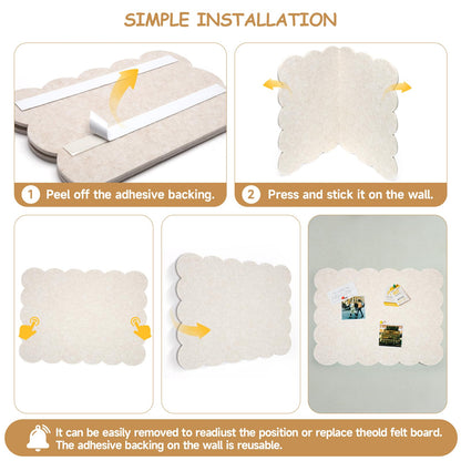 Felt Bulletin Board 36" x 24" Cork Board Alternative,Decorative Felt Pin Board Foldable Cork Boards for Walls Self-Adhesive Cork Board for Home Office Classroom Pin Board (Beige)