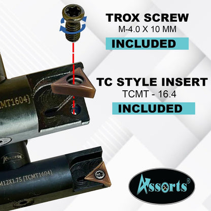 Assorts 5″ Balanced Fly Cutter Indexable Face Milling Cutter with MT-3 Shank (M12 × 1.75 Drawbar), Single TCMT1604 Insert, Torx Screw & Star Key Included