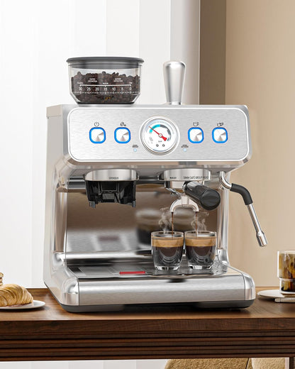 COWSAR (2026 Upgrade) 20 Bar Espresso Machine with Grinder,Expresso Coffee Machines with Milk Frother,Commercial Stainless Steel Expresso Machines for Home,Perfect Cappuccino & Latte