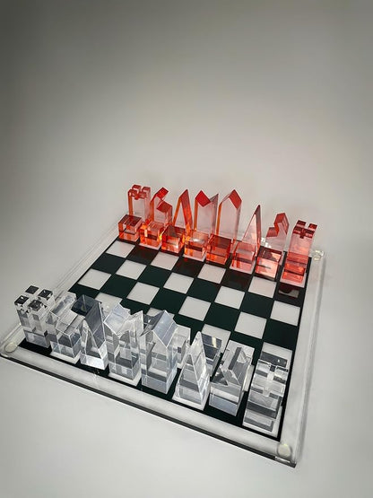 Luxury Acrylic Chess Set Sophisticated Stylish Design 2 Players Age 12+